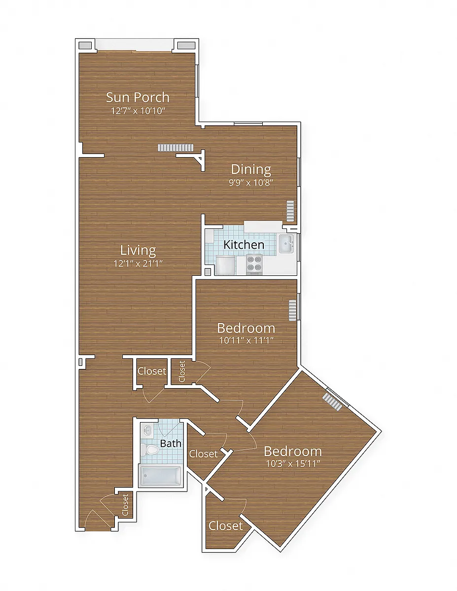 Floor plan Two Bedroom Sun Porch