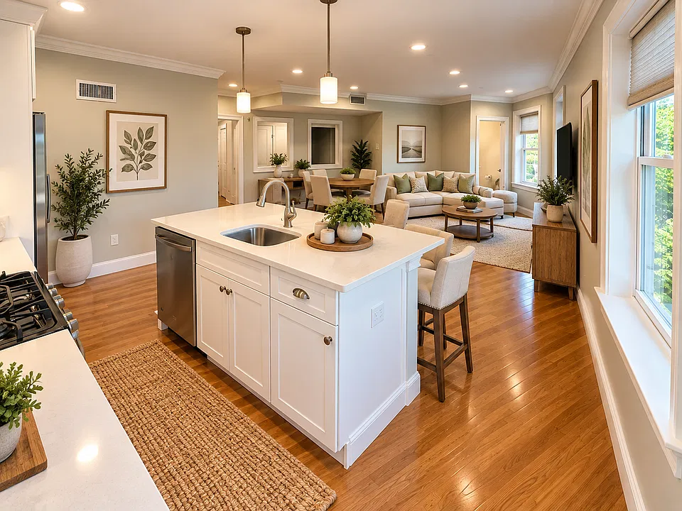 living area virtually staged