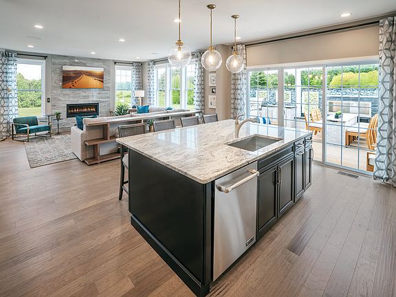 Kitchen opens to family room