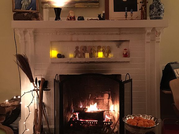 Hearth ablaze at Christmas 
