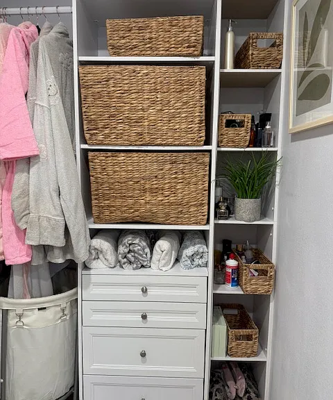 Custom closet with built-in storage for maximum organization
