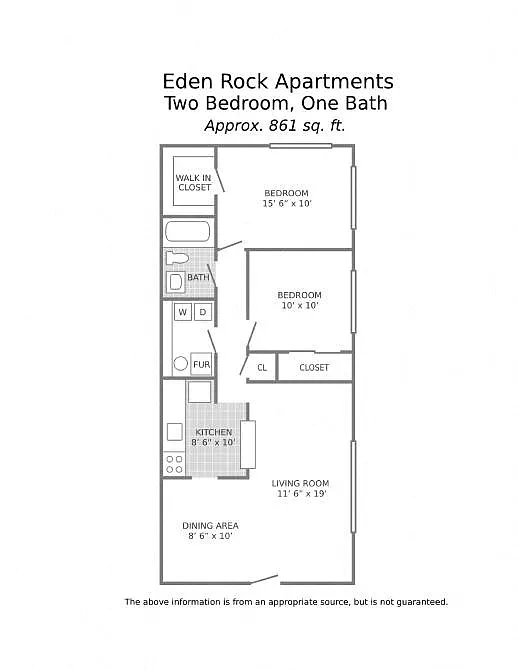 Floor plan 2 Bedroom 1 Bath_861 sq ft