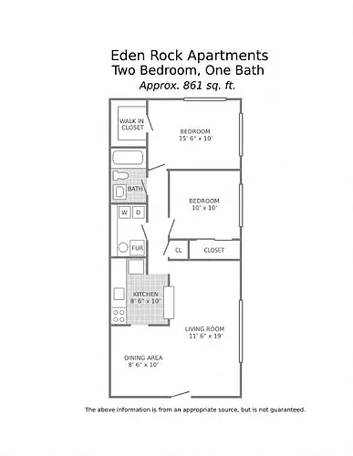 Floor plan 2 Bedroom 1 Bath_861 sq ft