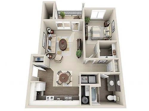 Floor plan One Bedroom One Bathroom 745 sf