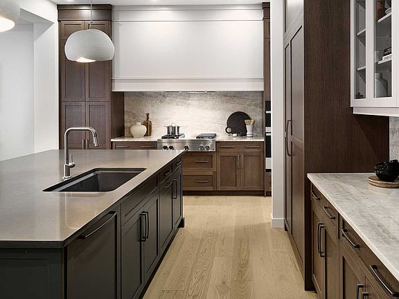A photo of the kitchen of the Lucca estate show home in Calgary by Brookfield Residential