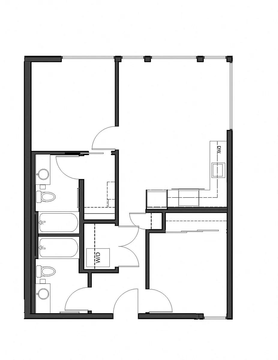 Floor plan 2 Bed 2 Bath B1