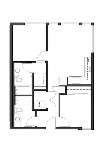 Floor plan 2 Bed 2 Bath B1