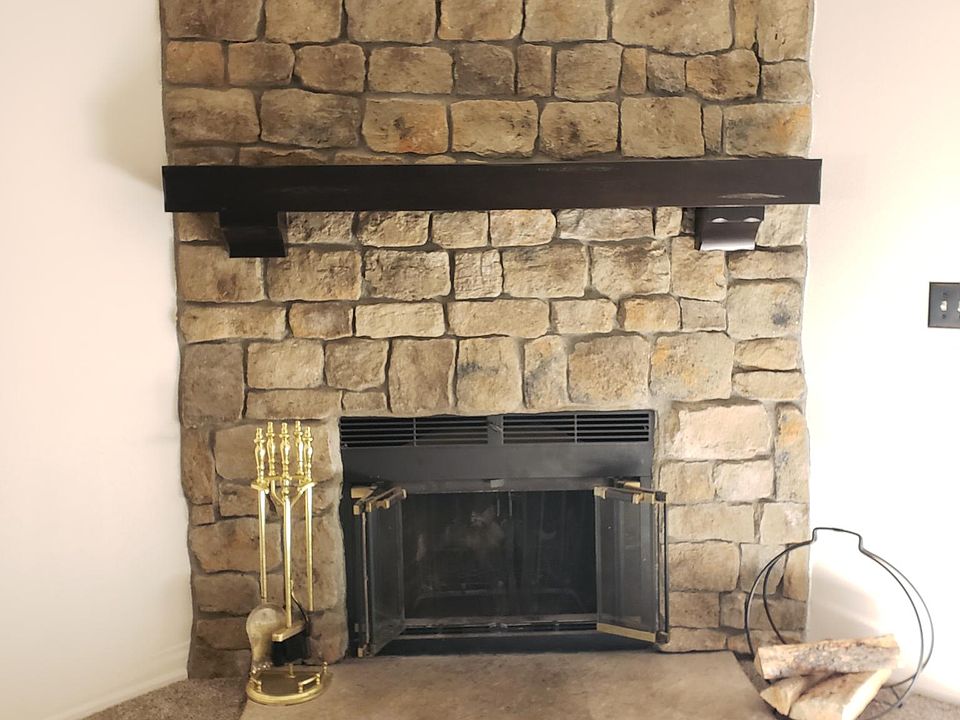 wood fireplace