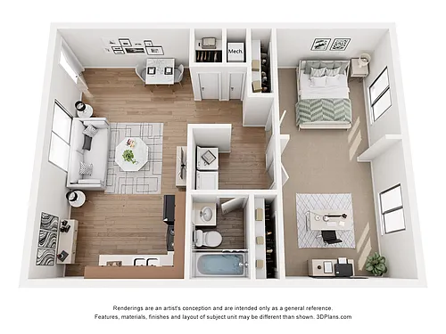Floor plan 1 Bedroom Large