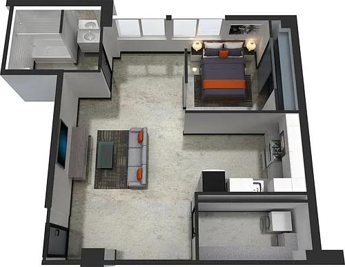 Floor plan 1x1 Met B