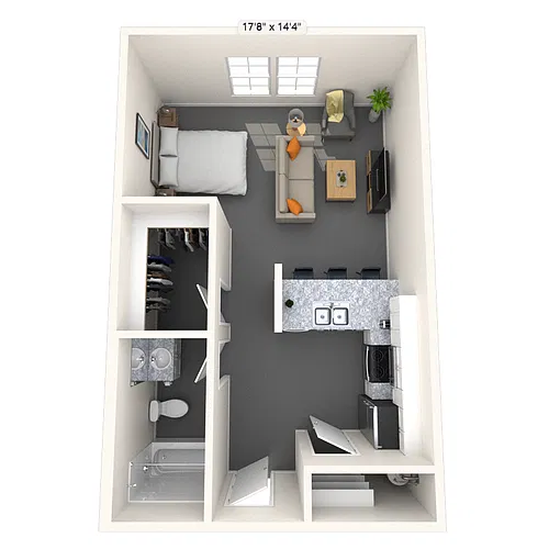 Floor plan Studio 0x1 486-583 SF