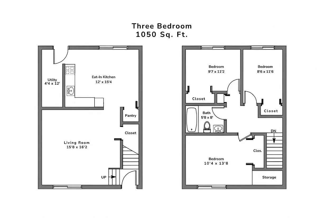 Floor plan 3 Bedroom | 1 Bath