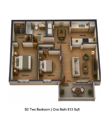Floor plan 2 bedroom 1 bath