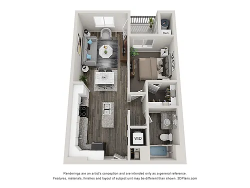 Floor plan 1x1 - 708 sqft - A1