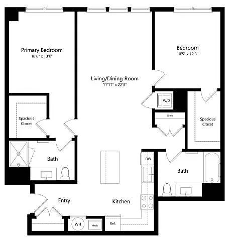 Floor plan B5 | 2 Bed | 2 Bath