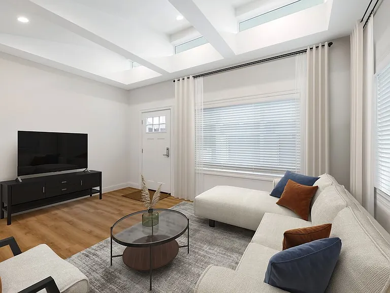 Freestanding Home living room with hard surface flooring