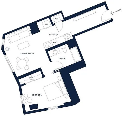 Floor plan 1 Bed/1 Bath-D