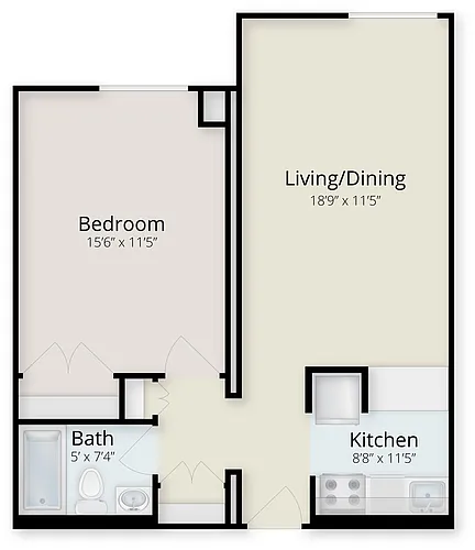 Floor plan Village at Brookline One Bedroom Flat