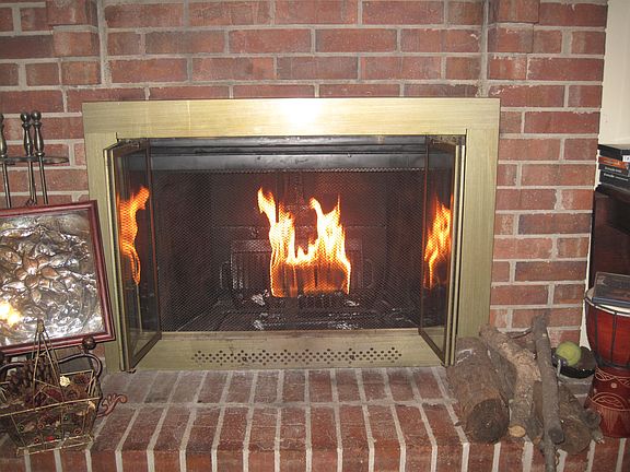 fireplace in den