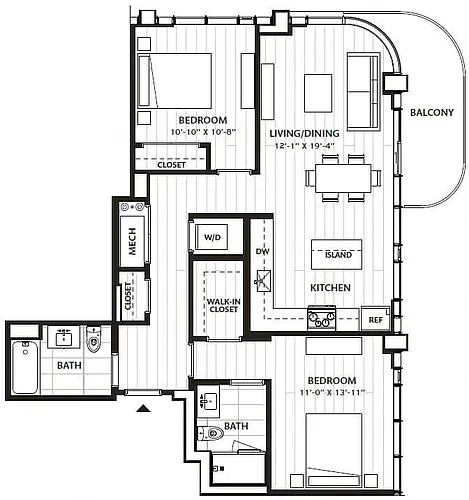 Floor plan 2 Bed/2 Bath-B2