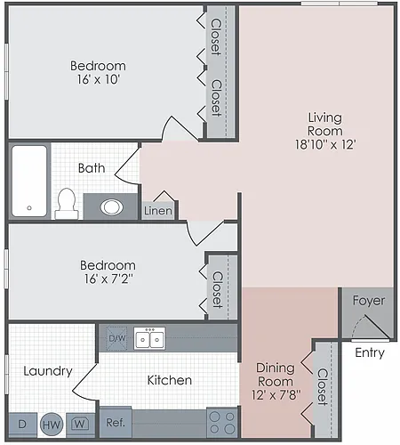 Floor plan The Mediterranean - 2 Bed 1 Bath - E