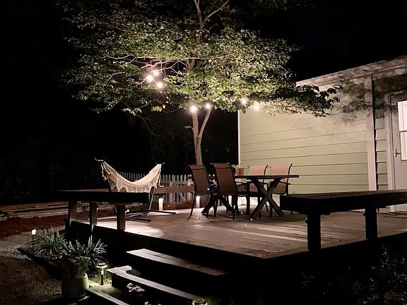 back deck with lighting