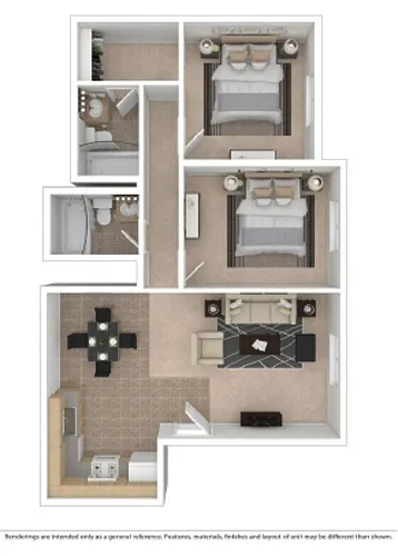 Floor plan Two Bedroom Two Bath