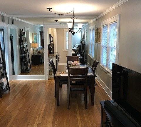Living Room view from front door. Open concept into space fo