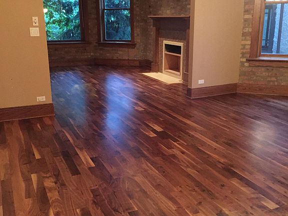 Recently refinished walnut floors