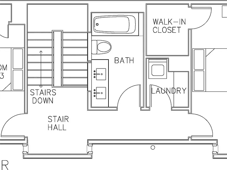 Third floor: two bedroom, bathroom, and closets.