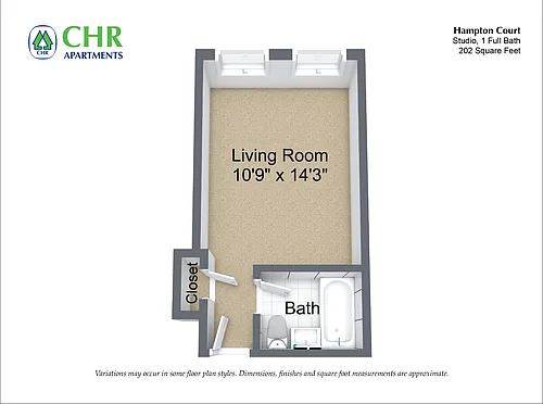 Floor plan Studio/1 Bath