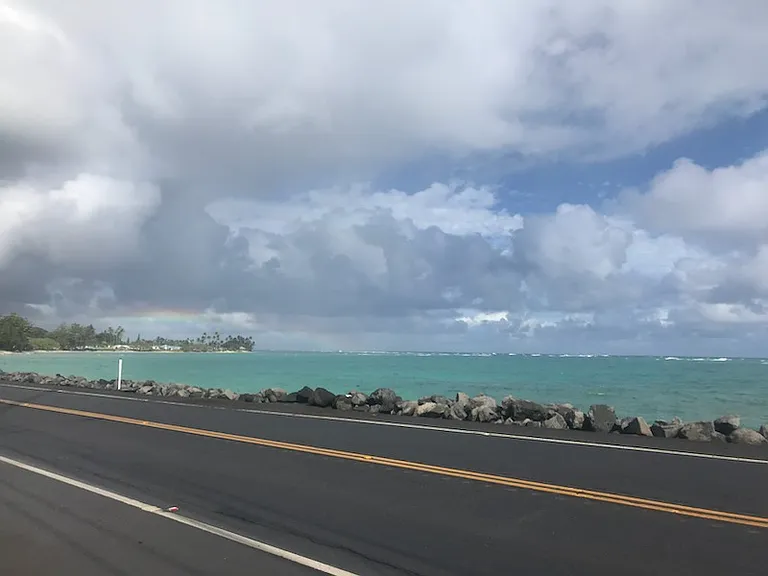 Cross Kamehameha Hwy.and you have arrived at the sandy beach