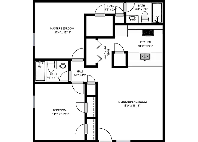 Floor plan 2Bed 2Bath