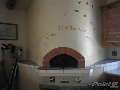 Authentic wood-fired pizza oven.