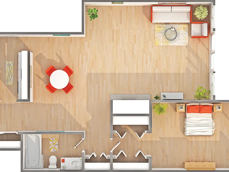 West - A7 | 1-Bedroom Floorplan West - A7 | 1-Bedroom Floorplan