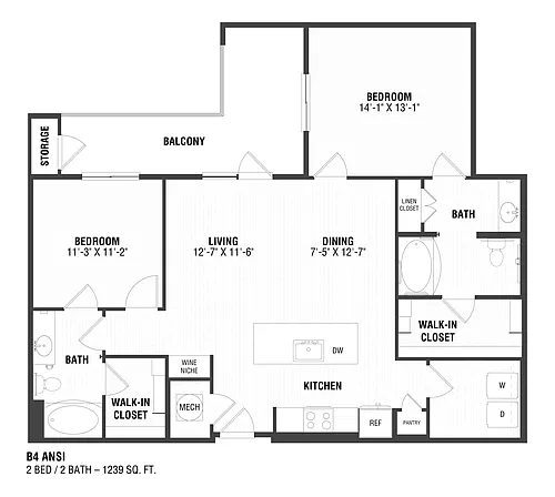 Floor plan 2 Bed/2 Bath
