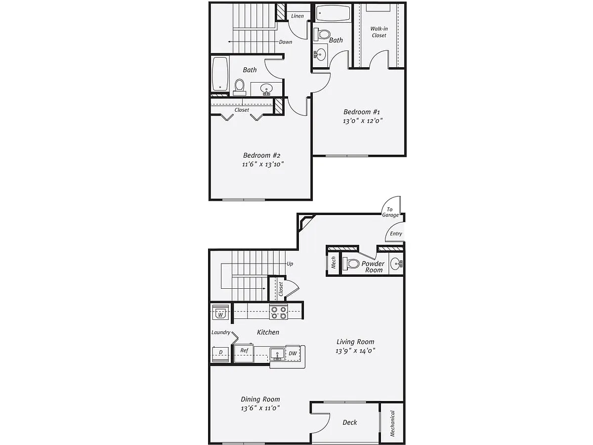 Floor plan 2 Bed/2.5 Bath-The Daly TH Garage
