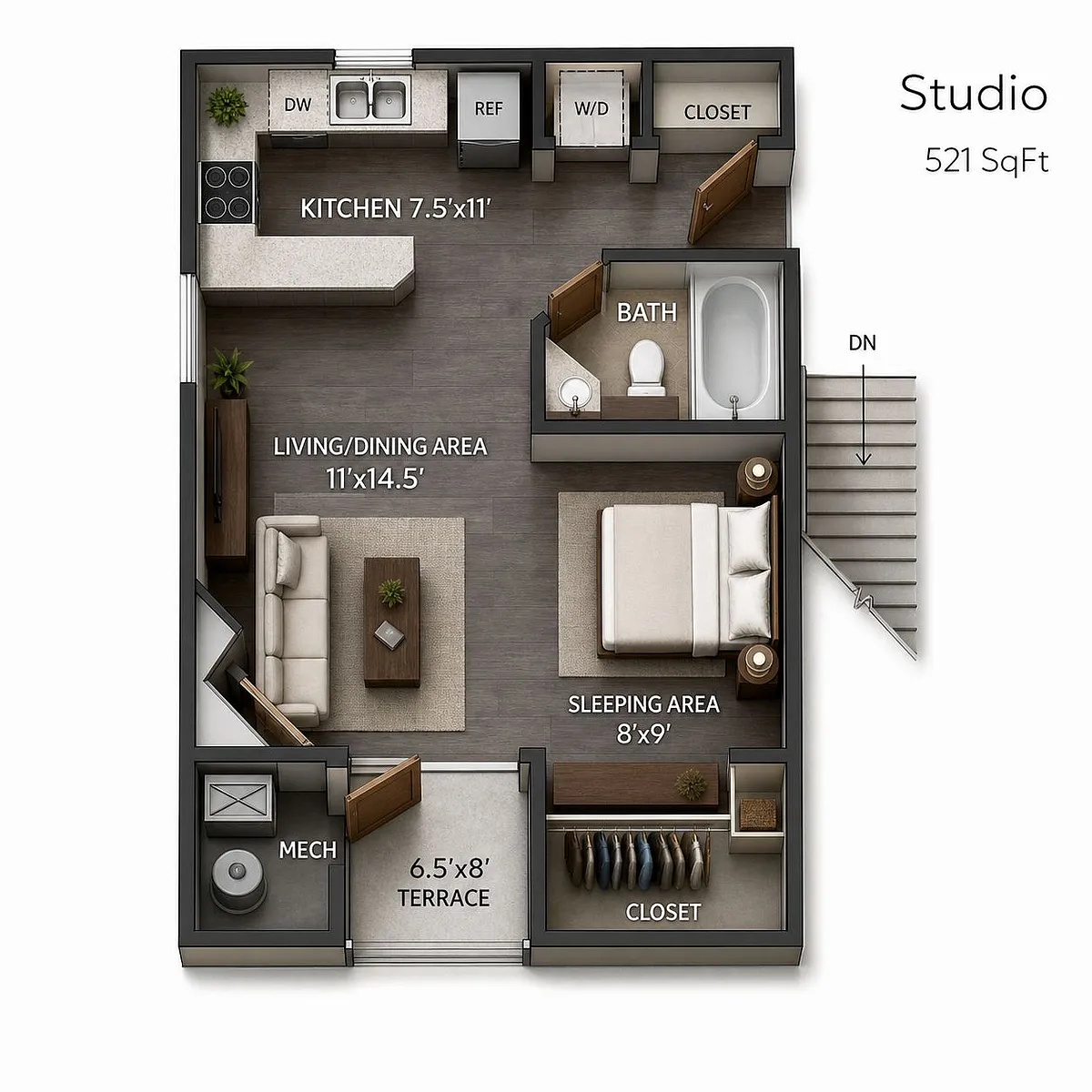 Floor plan 521 sqft- S3