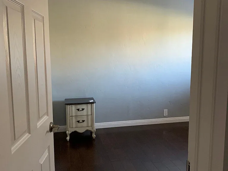 Entry to downstairs bedroom. Very large built-in closet with storage shelves