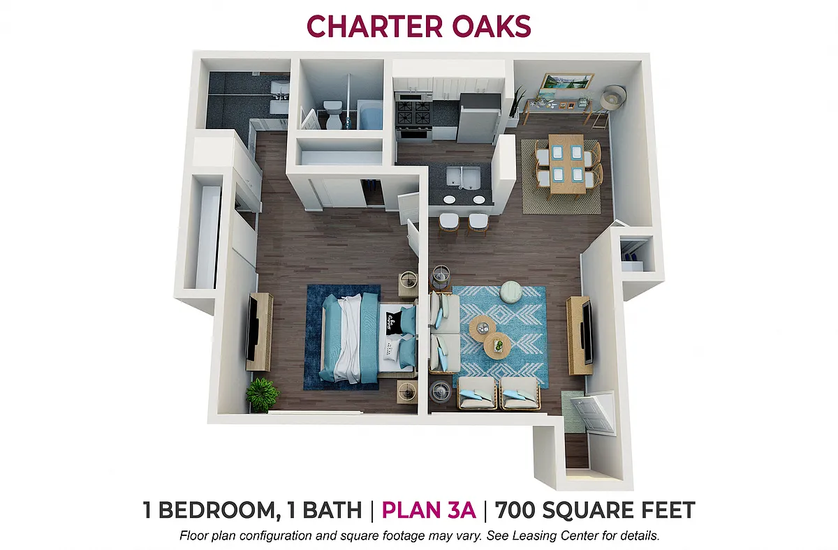 Floor plan One Bedroom Plan 3A