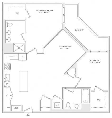 Floor plan 2 Bed/2 Bath-B2