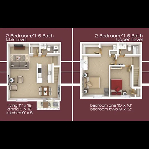 Floor plan 2 Bed 1.5 Bath