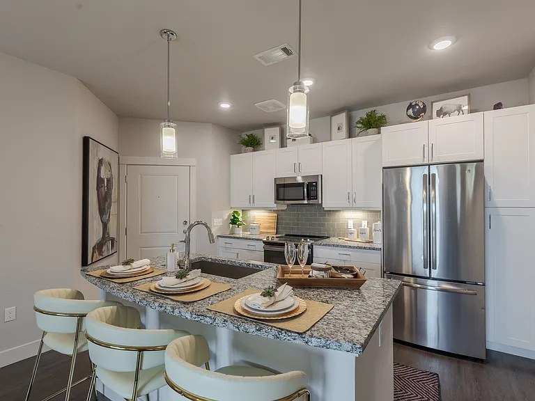 Granite Counter Island With Breakfast Bar