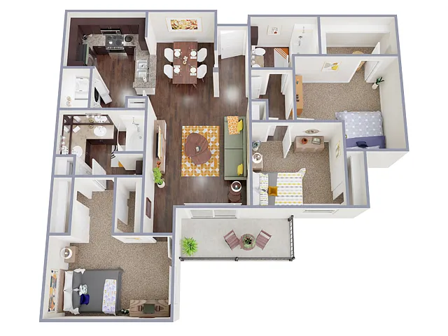 Floor plan 3 Bed, 2 Bath