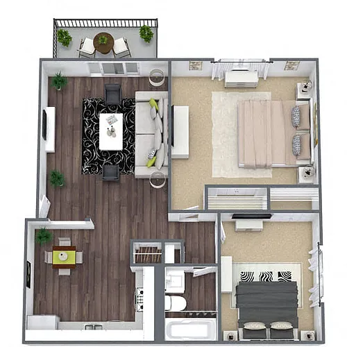 Floor plan B5: 2 Bed 1 Bath