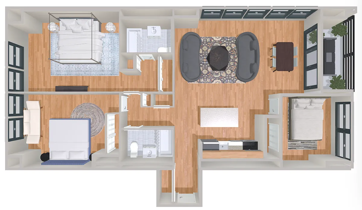 Floor plan 3bd/2b L