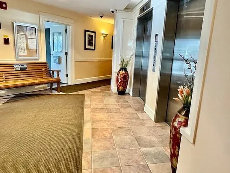 Building entrance hallway 24/7 doorman. Secure building with cameras