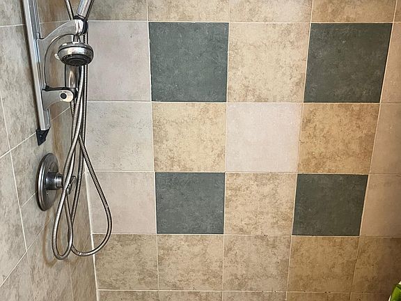 Large tile shower