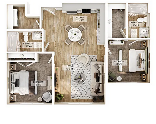 Floor plan 2 BR Bluff Overlook