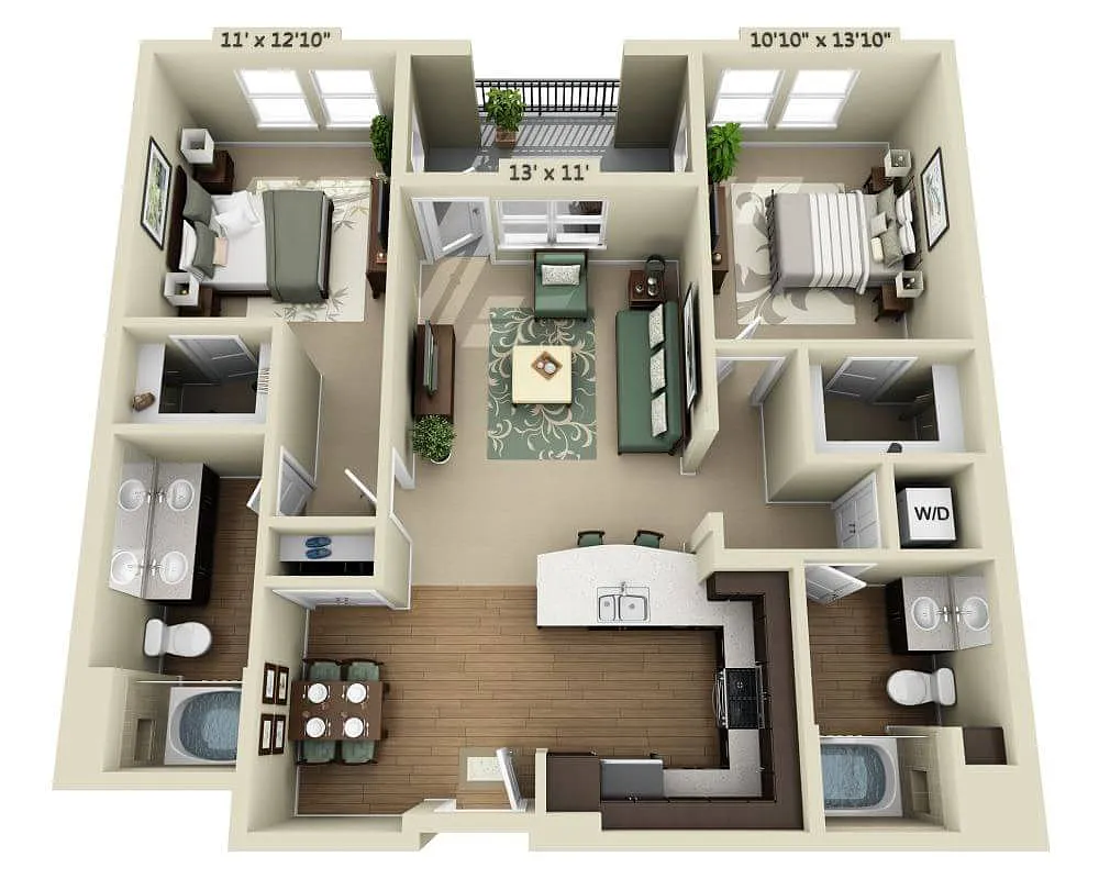 Floor plan Two Bedroom B2C